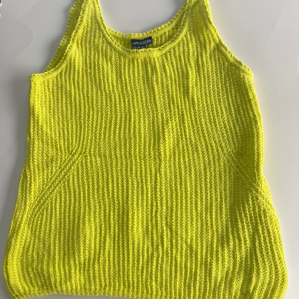 Womens/Juniors XL knitted neon green tank top